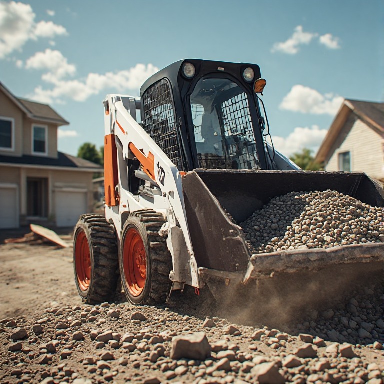 Bobcat skid-steer loader on construction site
