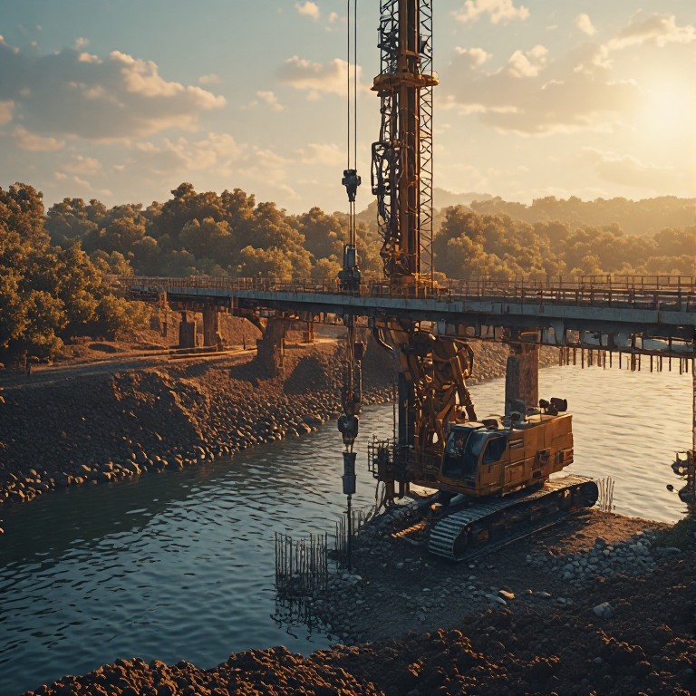 Pile rig machine in foundation drilling