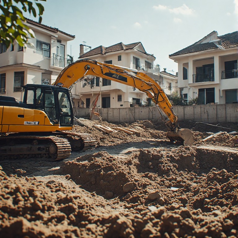 Residential project with poclain excavator in Pune