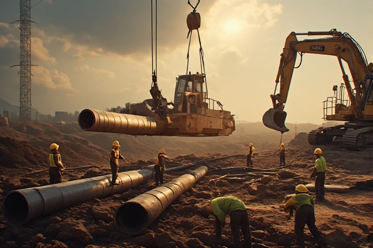 Poclain excavator in action at Pune construction project